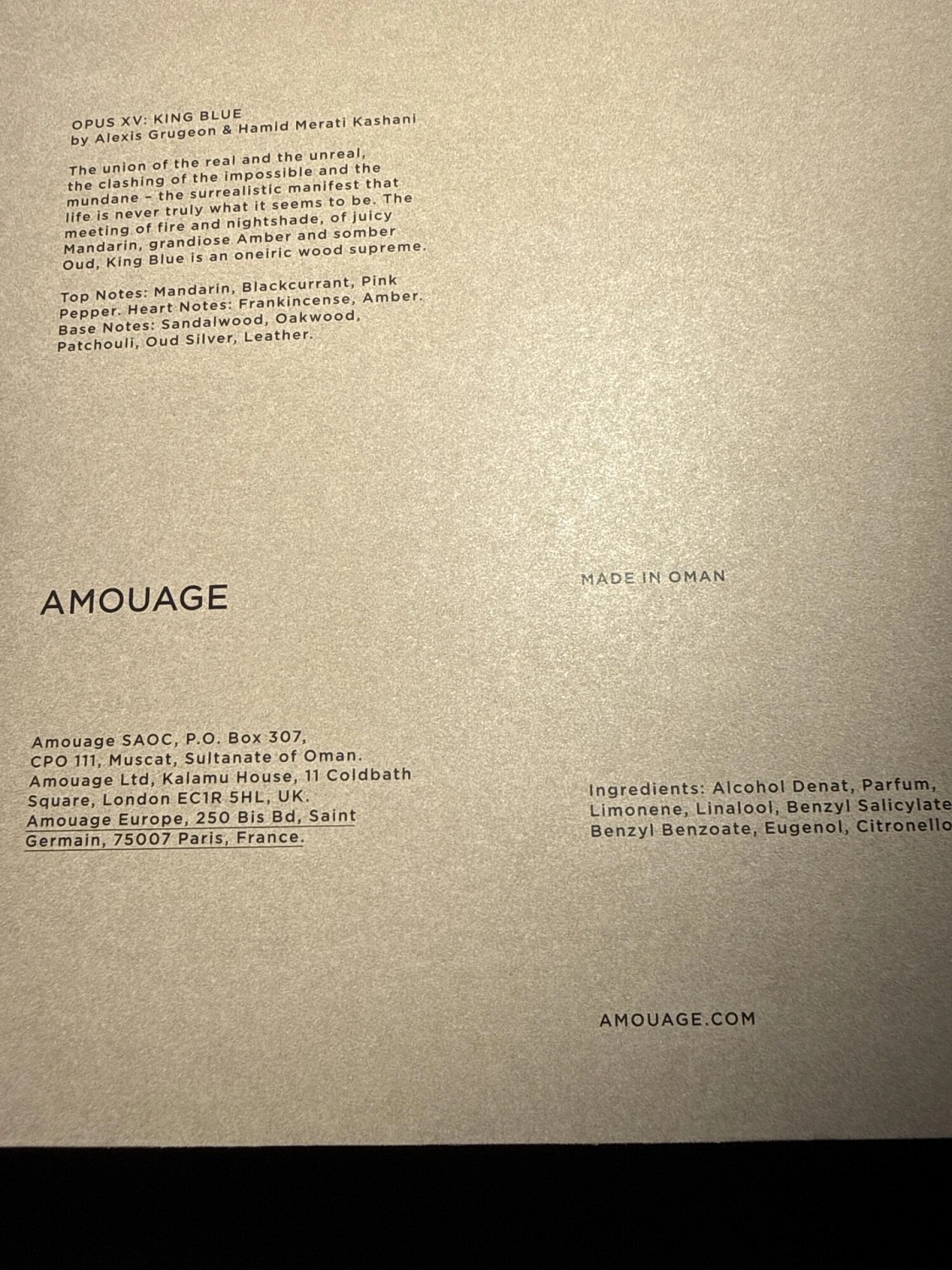 Amouage Opus XV – King Blue