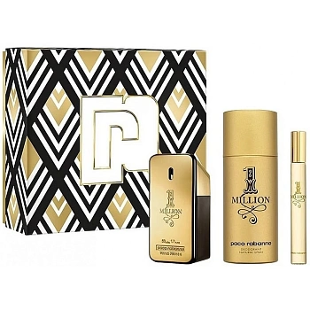 Paco Rabanne 1 Million набор: т.вода 100 мл + т.вода 10 мл (миниатюра) + дезодорант 150 мл