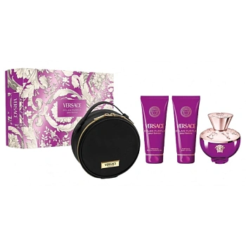 Versace Pour Femme Dylan Purple набор: парф.вода 100 мл + гель д/душа 100 мл + лосьон д/тела 100 мл + косметичка